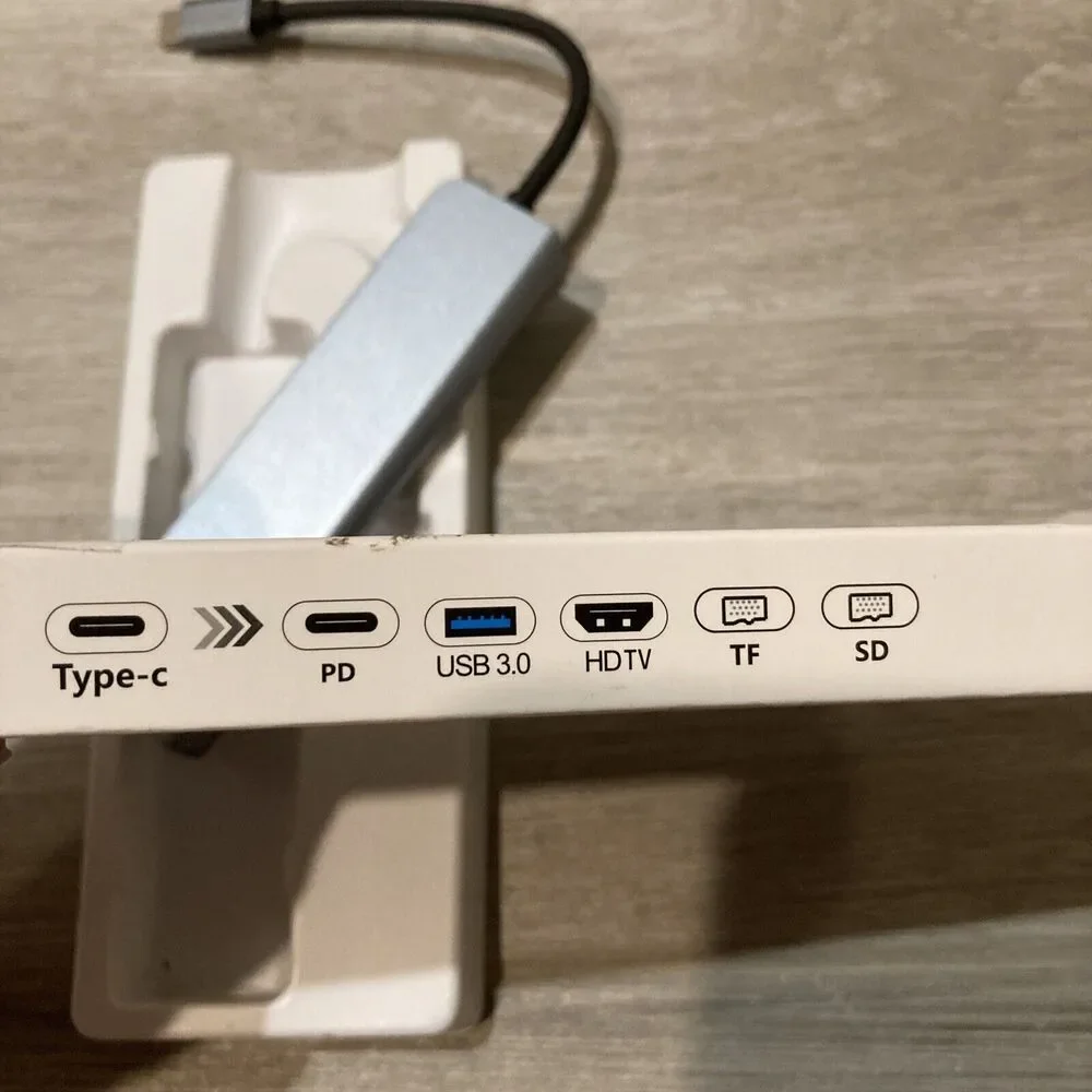 6 in 1 Multiport USB-C Hub Type C To USB 3.0 4K HDMI Adapter HDTV PD TF SD